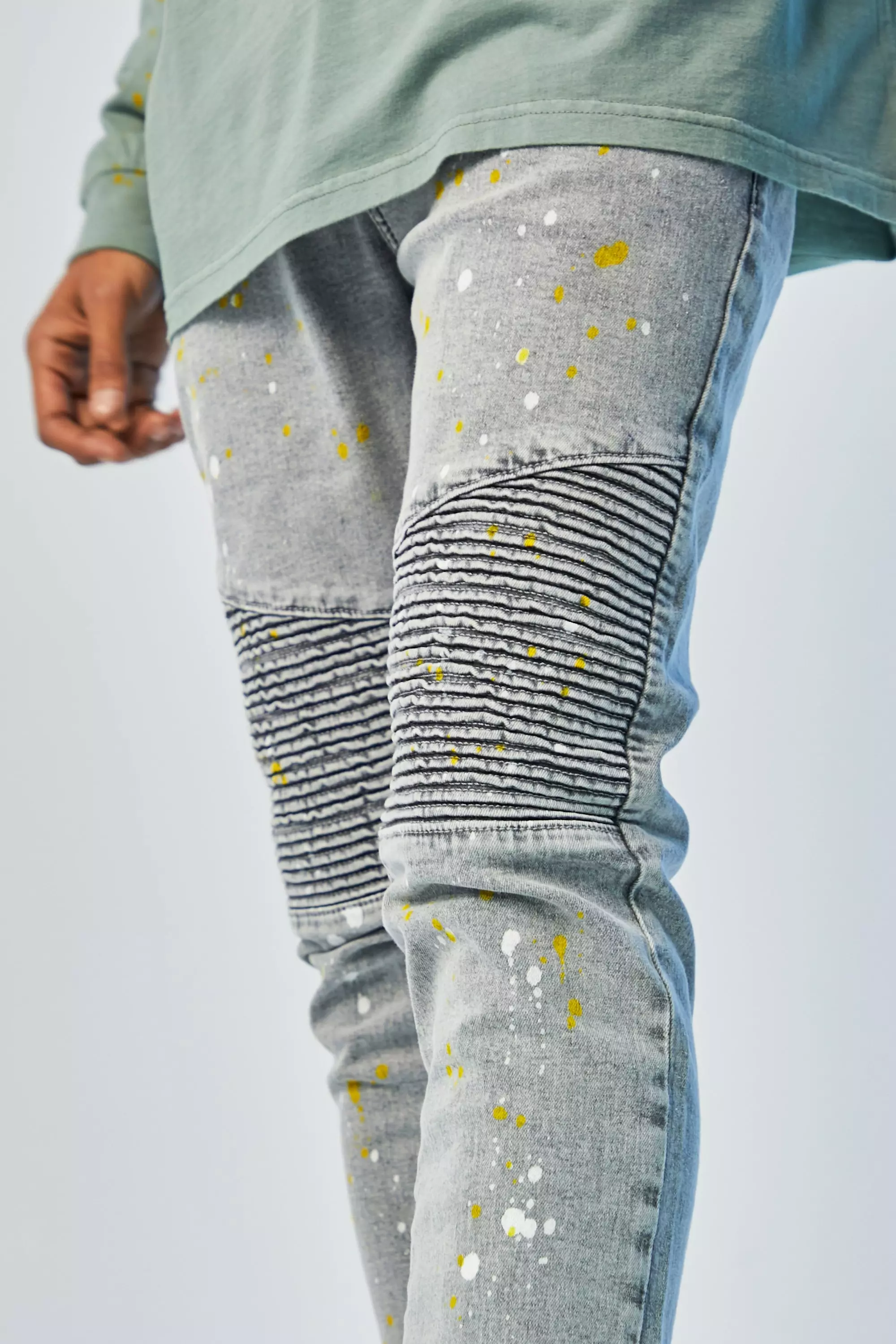 Biker jeans paint splatter hot sale